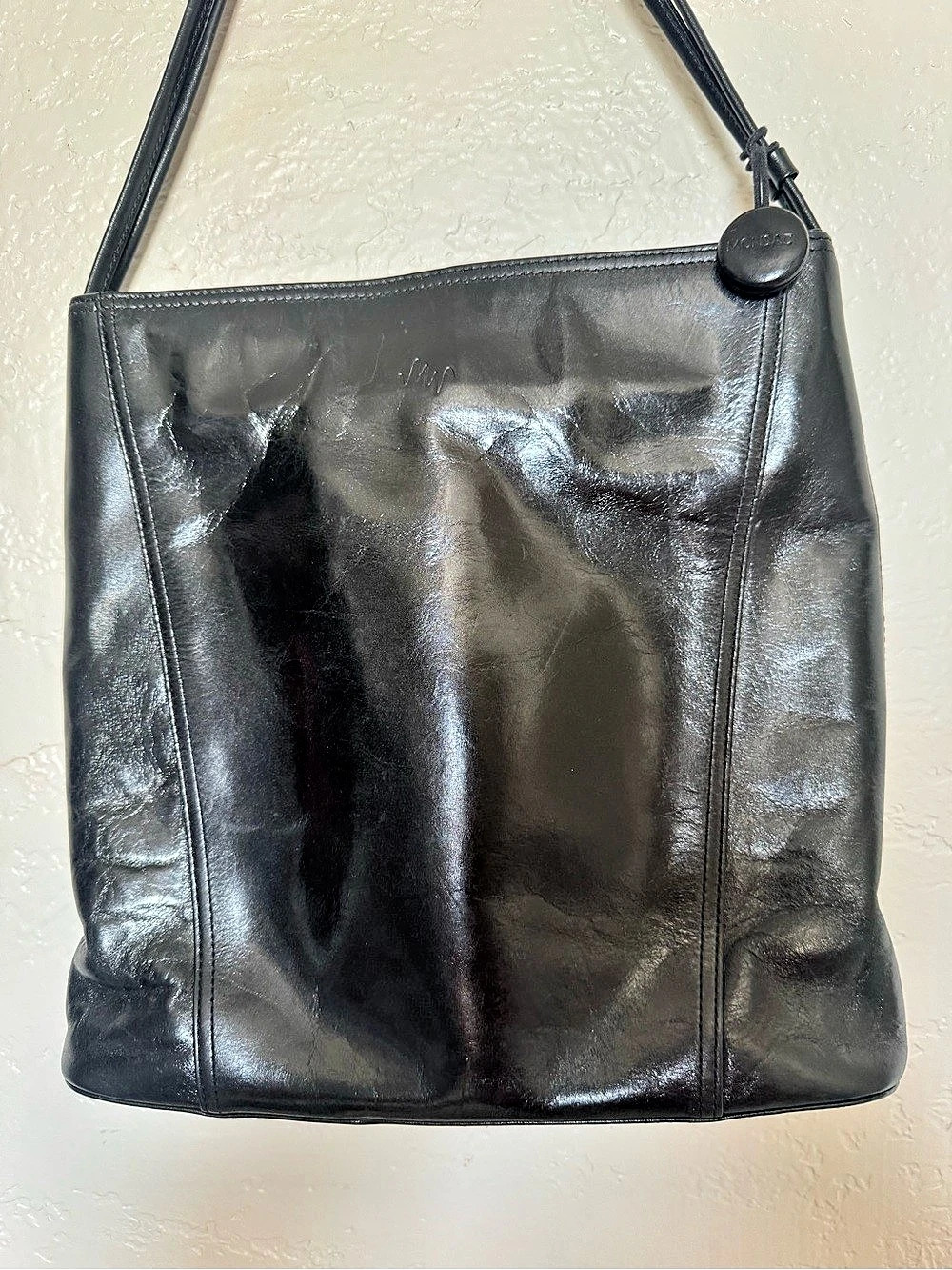Monsac Black Leather Shoulder Bag